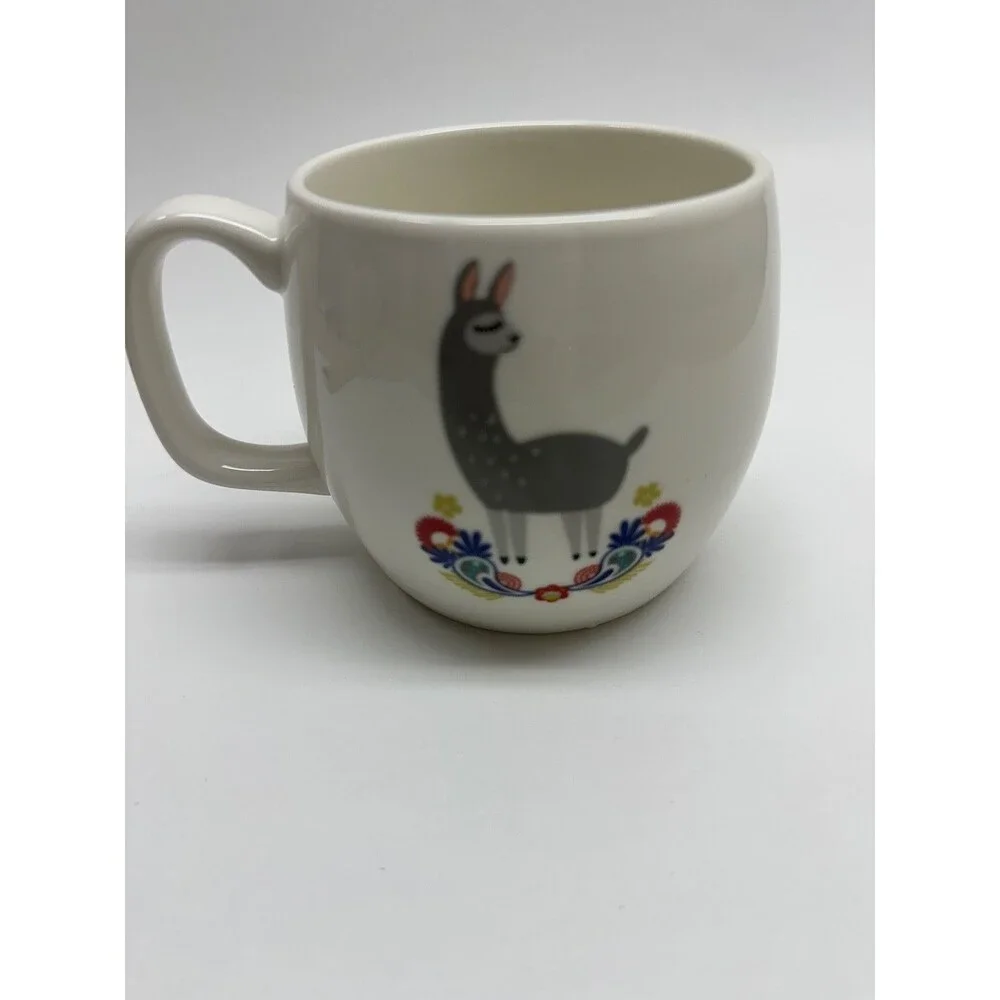 Opalhouse Target Llama Coffee Mug Porcelain Floral Boho White Colorful